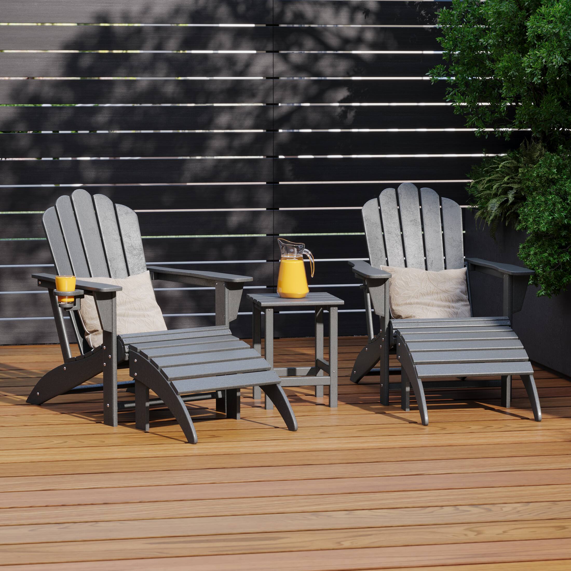 Angle. WestinTrends - WestinTrends Highland 5-Piece Adirondack Chair with Folding Ottoman and Table Set - Gray.