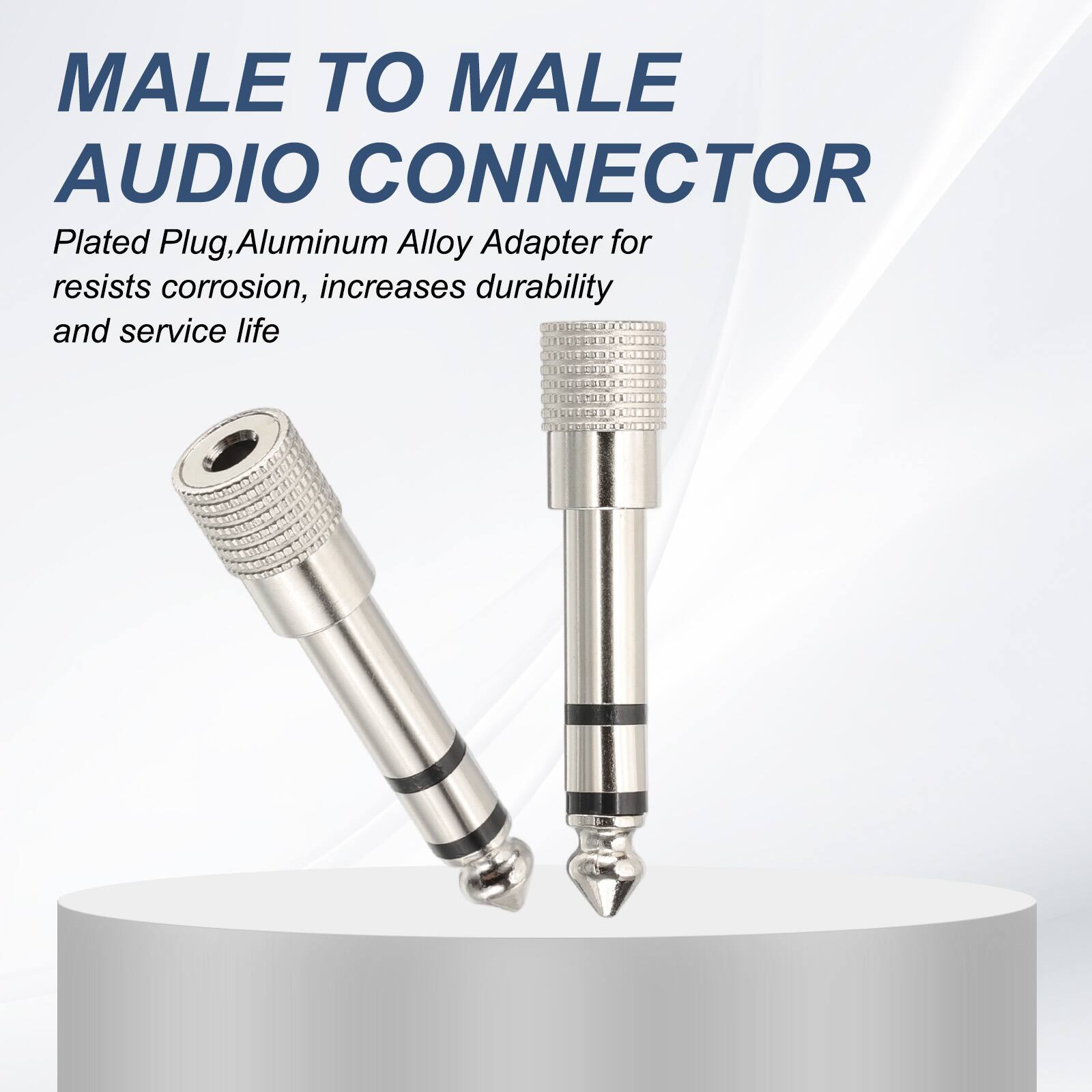 MALE TO MALE AUDIO CONNECTOR  
Plated Plug, Aluminum Alloy Adapter for  
resists corrosion, increases durability and service life