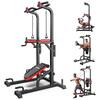 Front. Pooboo - Multifunction Power Tower Dip Station Pull Up Bar for Fitness Home Gym Workout And Adjustable Height Fitness - Black.