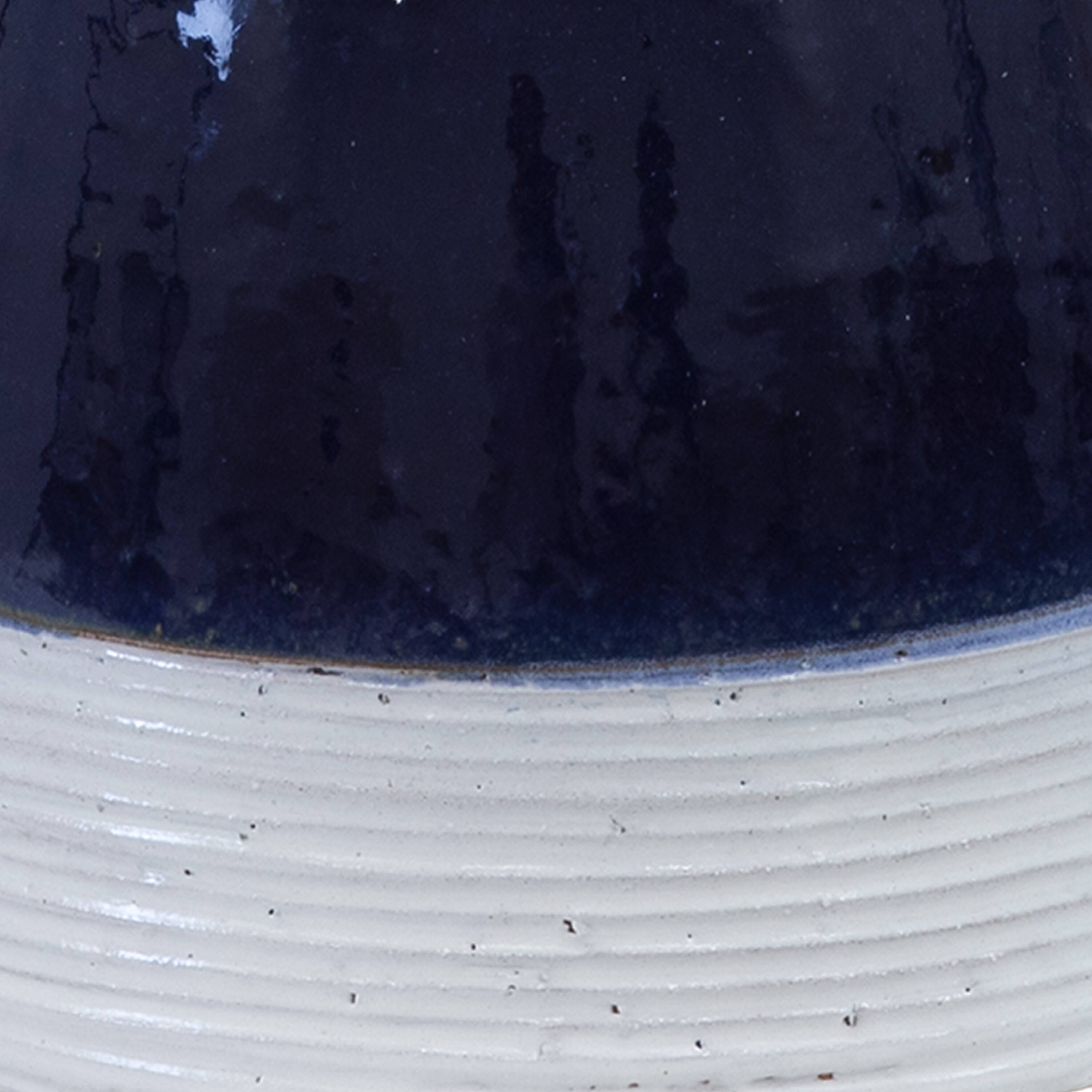 Alt View 5. Sunnydaze - Duo-Tone Outdoor Glazed Ceramic Bird Bath - 21 in - Midnight Blue.