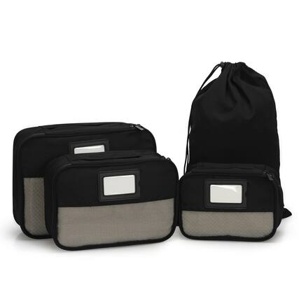 Front. Hynes Eagle - Structured 4-Piece Packing Cube Set - Jet Black.