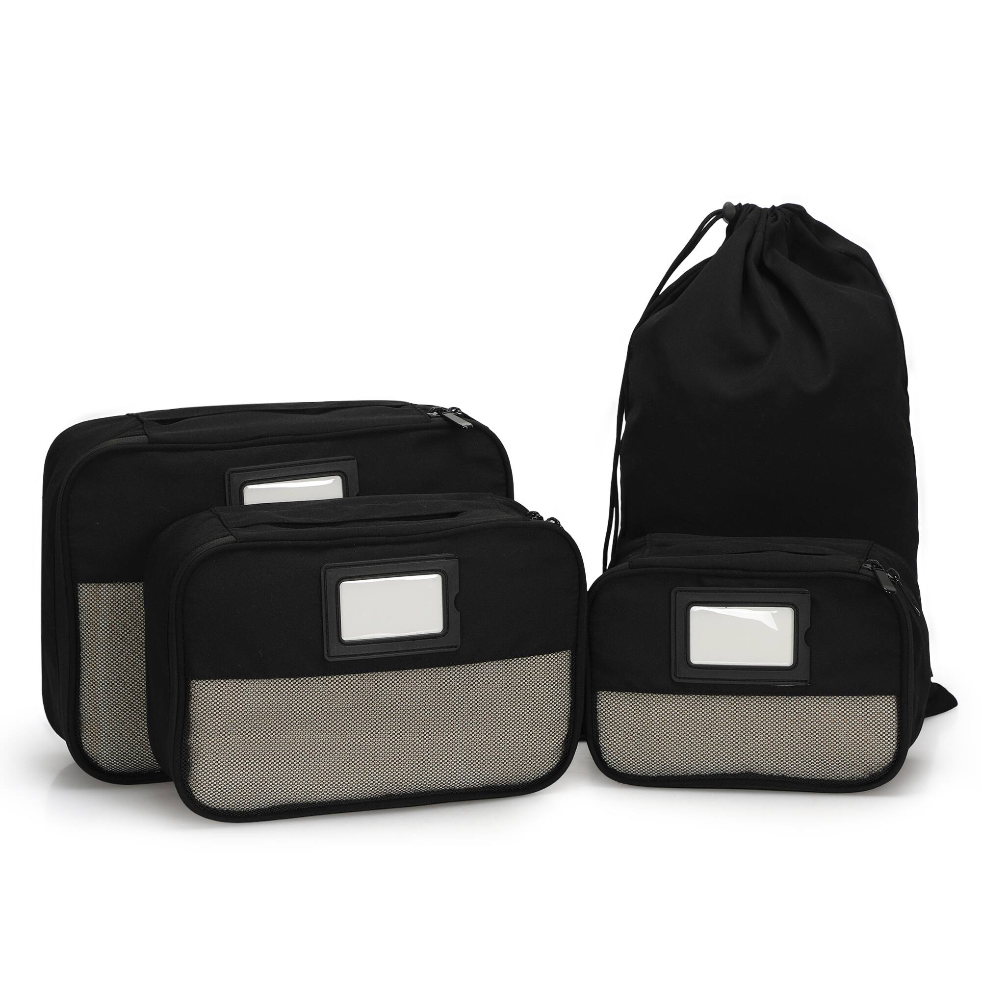 Front. Hynes Eagle - Structured 4-Piece Packing Cube Set - Jet Black.