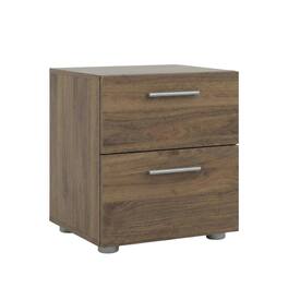FurniFact - Walnut Nightstand with 2 Drawers and Timeless Style for Bedroom Storage - Brown