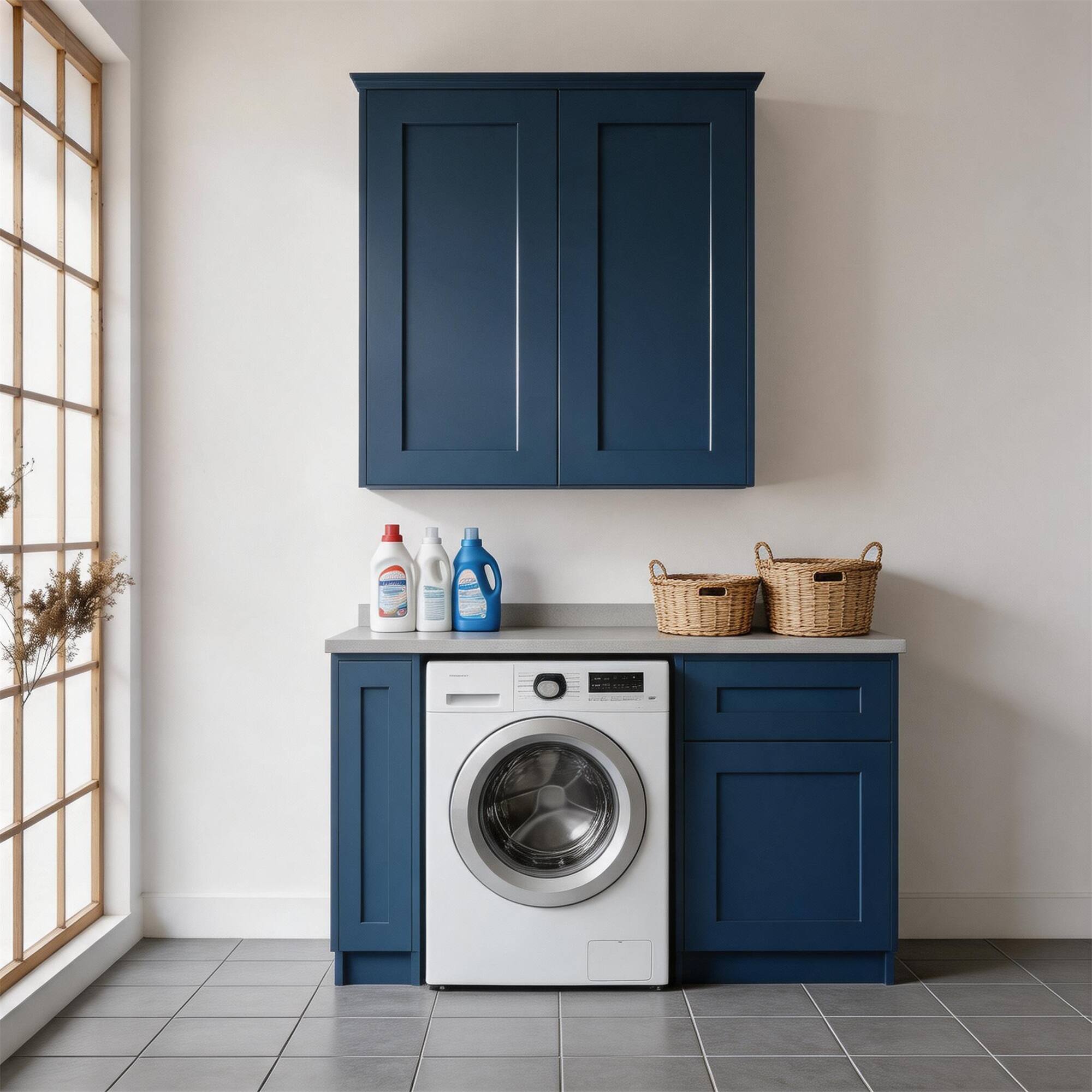 Alt View 4. Boyel Living - Navy Blue Shaker Wall Cabinet with RTA 33-in L x 12-in W x 36-in H for Kitchen Bathroom Laundry Garage - Navy Blue.