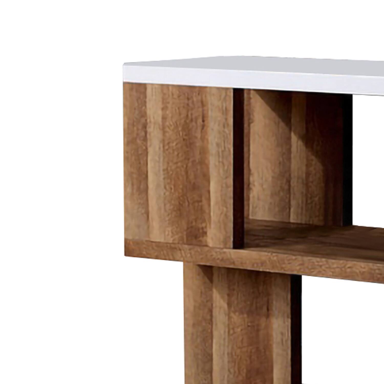 Alt View 1. Manhattan Lane - Two Tone Modern Sofa Table with Bottom Shelf, White and Brown - White, Brown.