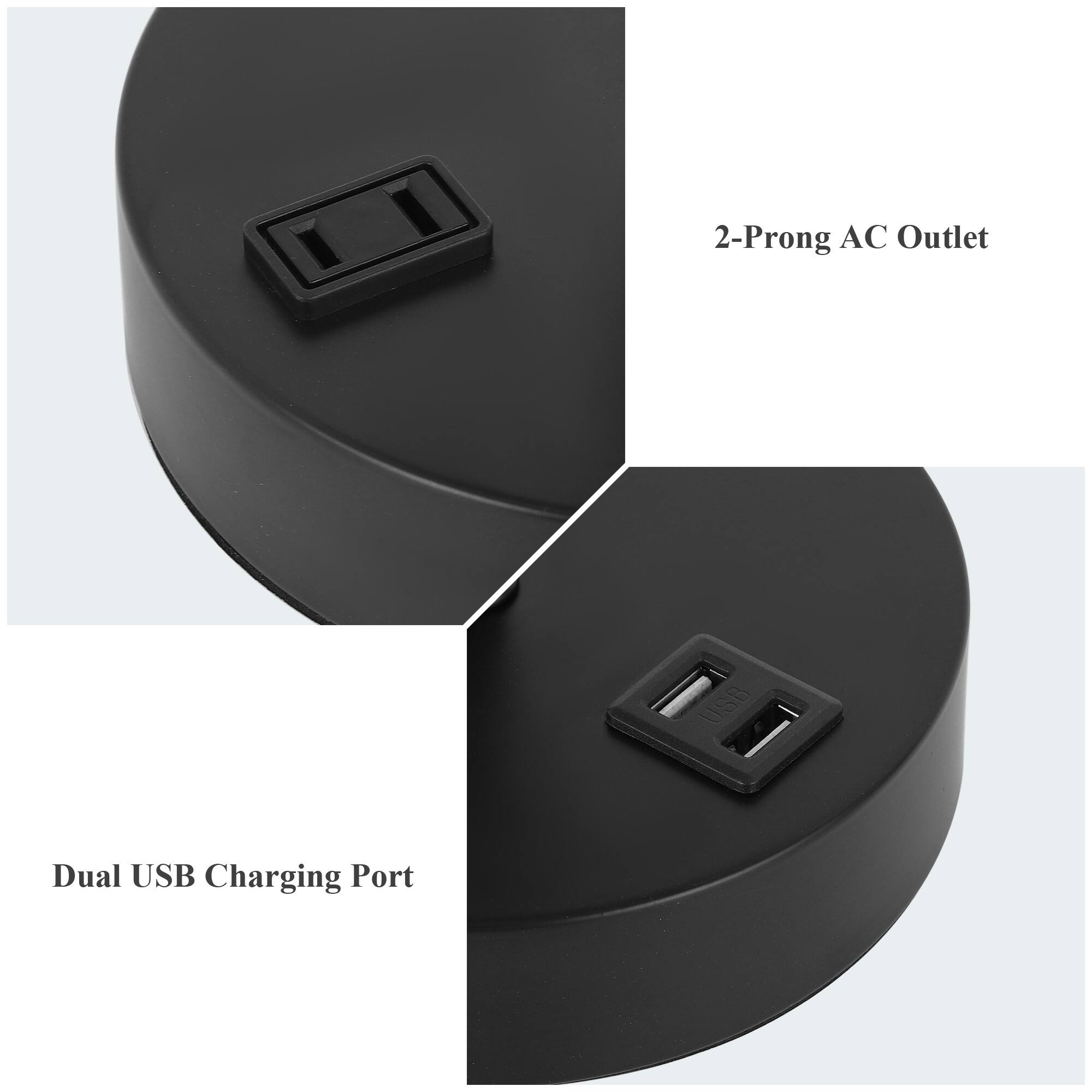 2-Prong AC Outlet  
Dual USB Charging Port