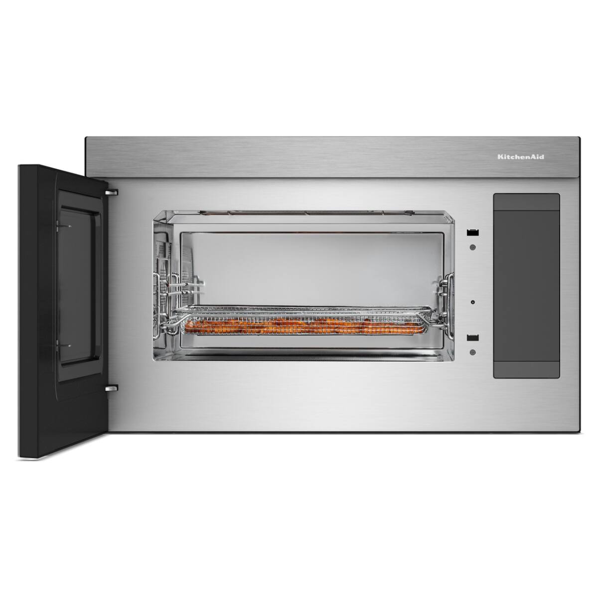 Angle. KitchenAid - KitchenAid - 1.1 Cu. Ft. Convection Flush Built-In Over-the-Range Microwave with Air Fry Mode - Stainless Steel - PrintShield Stainless.