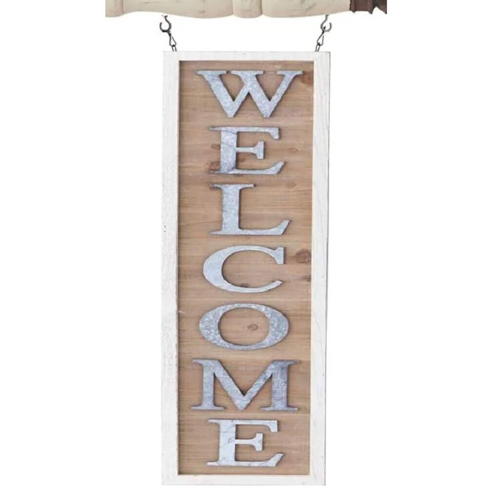 K&K Interiors - Welcome Wood and Tin Arrow Replacement Sign 19 Inch - Arrow Sold Separately - Brown price history on PriceWatchPro