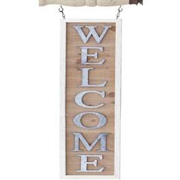 K&K Interiors - Welcome Wood and Tin Arrow Replacement Sign 19 Inch - Arrow Sold Separately - Brown