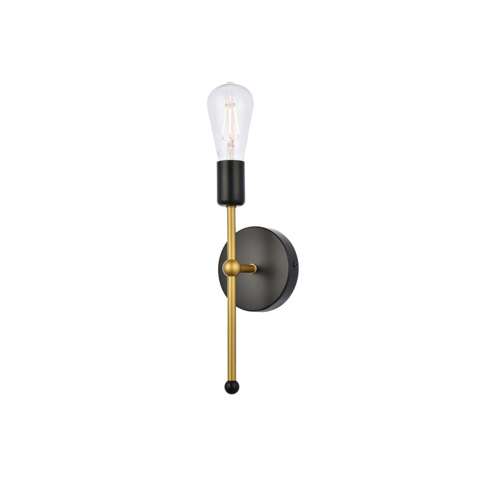 Alt View 4. Living District - Keely 1 light black and brass wall sconce - Black And Brass.
