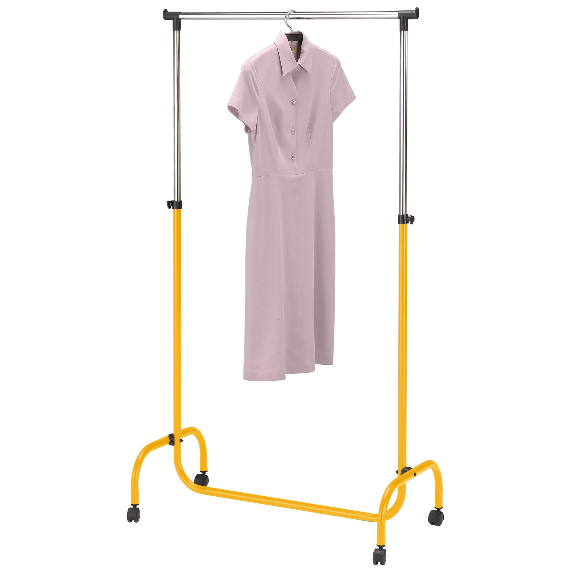 Back. Kings Brand Furniture - Kings Brand Furniture Standard Rod Clothing Garment Rack, Rolling Clothes Organizer on Wheels for Hanging Clothes - Yellow.