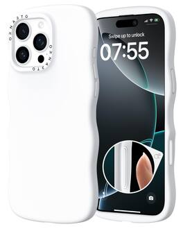 Ornarto - for iPhone 16 Pro Case 6.3", Wavy Liquid Silicone Protection Case with Camera Control Button - White
