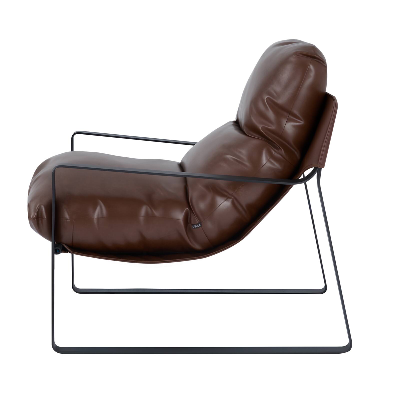 Alt View 5. VEVOR - Accent Chair, Modern PU Leather Armchair, Cozy Upholstered Chair, with Soft Foam Cushioning, Sturdy Metal Frame - Brown.
