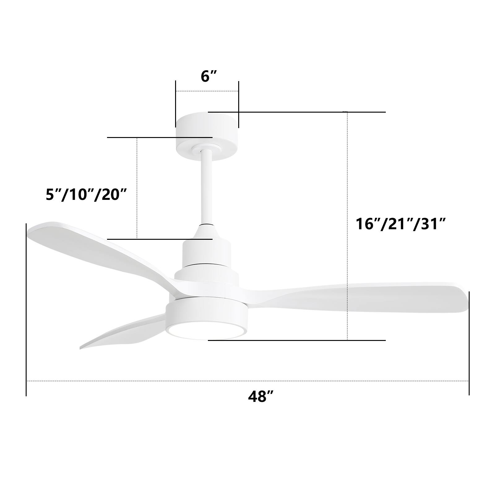 6", 5"/10"/20", 16"/21"/31", 48"