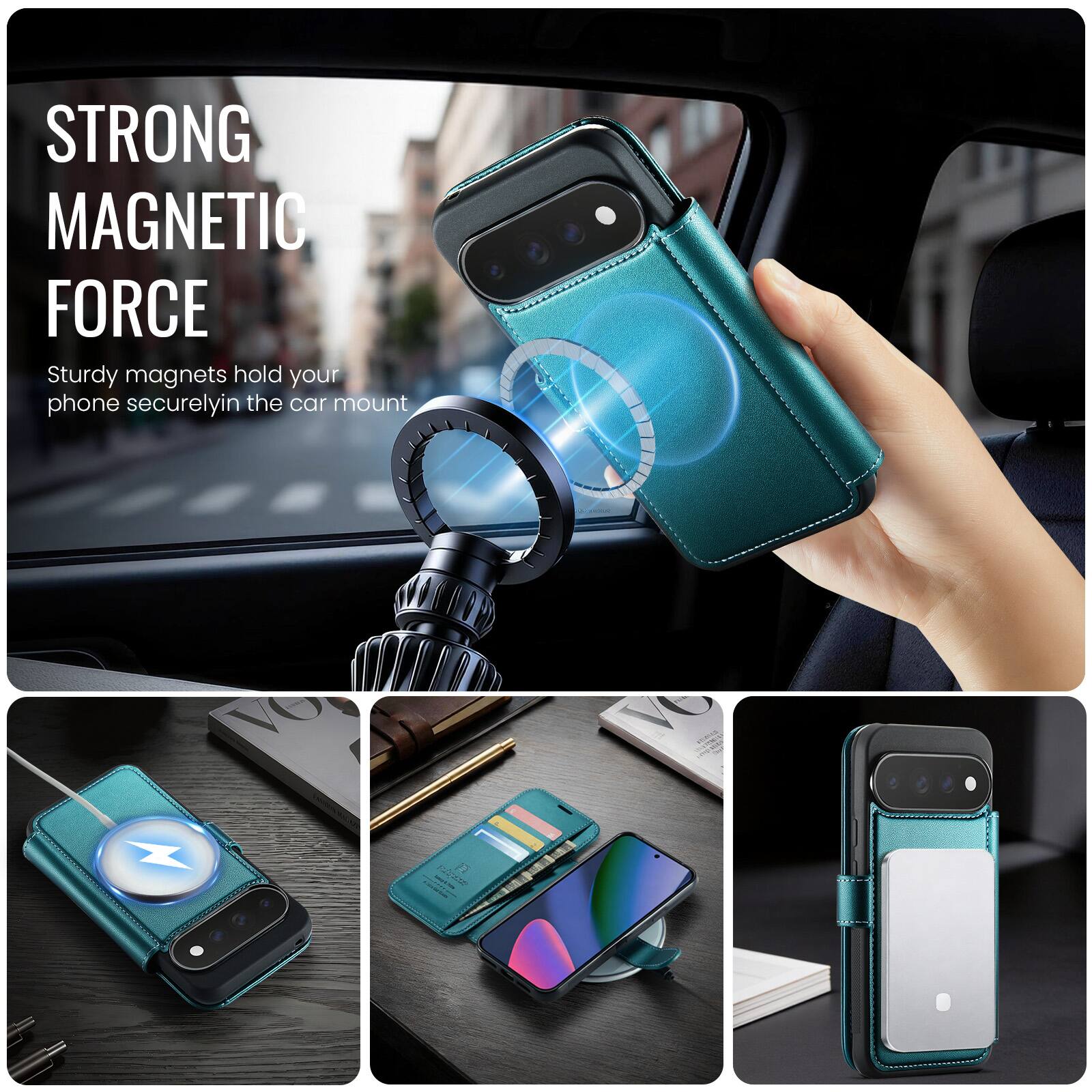 STRONG MAGNETIC FORCE  
Sturdy magnets hold your phone securely in the car mount