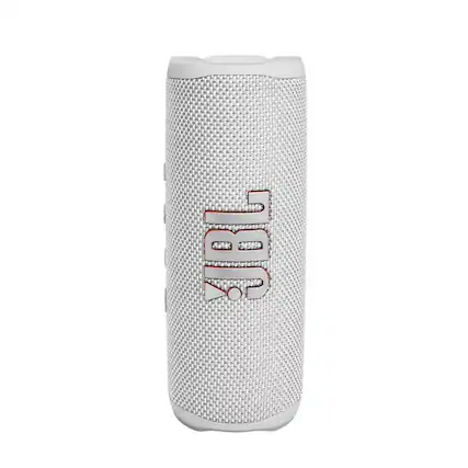 Front. JBL - JBL Flip 6 Portable Bluetooth Speaker powerful sound deep bass waterproof PartyBoost for multiple speaker pairing White.
