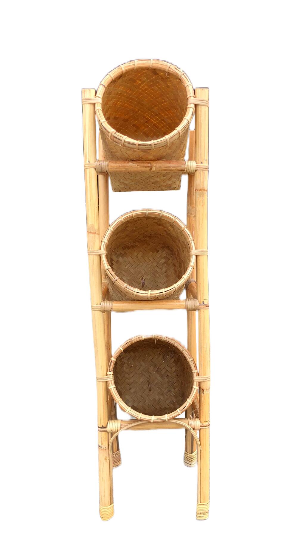 Dart - Rattan Wicker 3 Fruits Basket - Natural and Brown Stripes