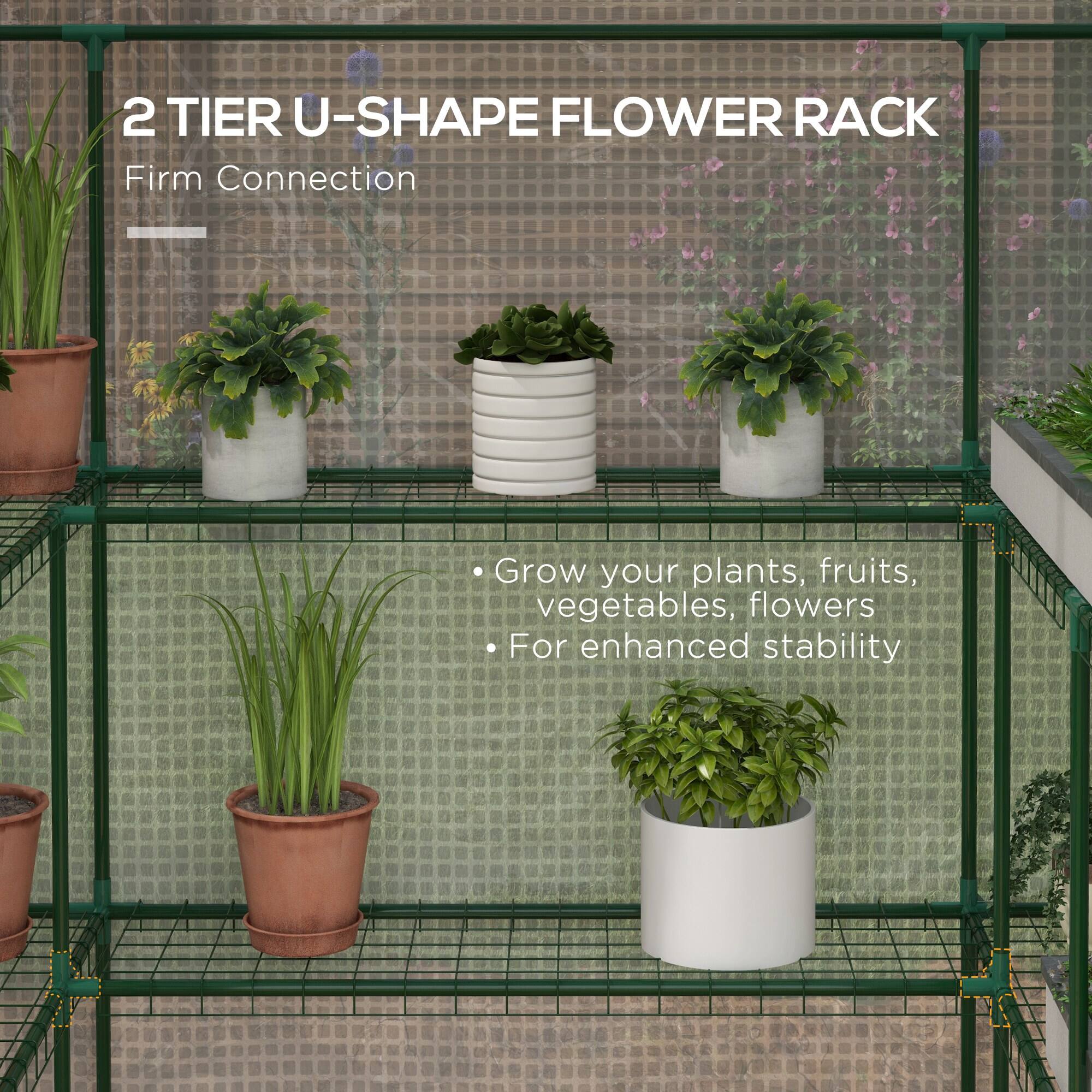 2 TIER U-SHAPE FLOWER RACK  
Firm Connection  

- Grow your plants, fruits, vegetables, flowers  
- For enhanced stability