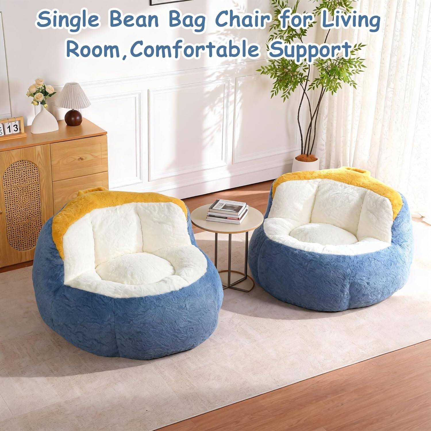 Single Bean Bag Chair for Living Room, Comfortable Support