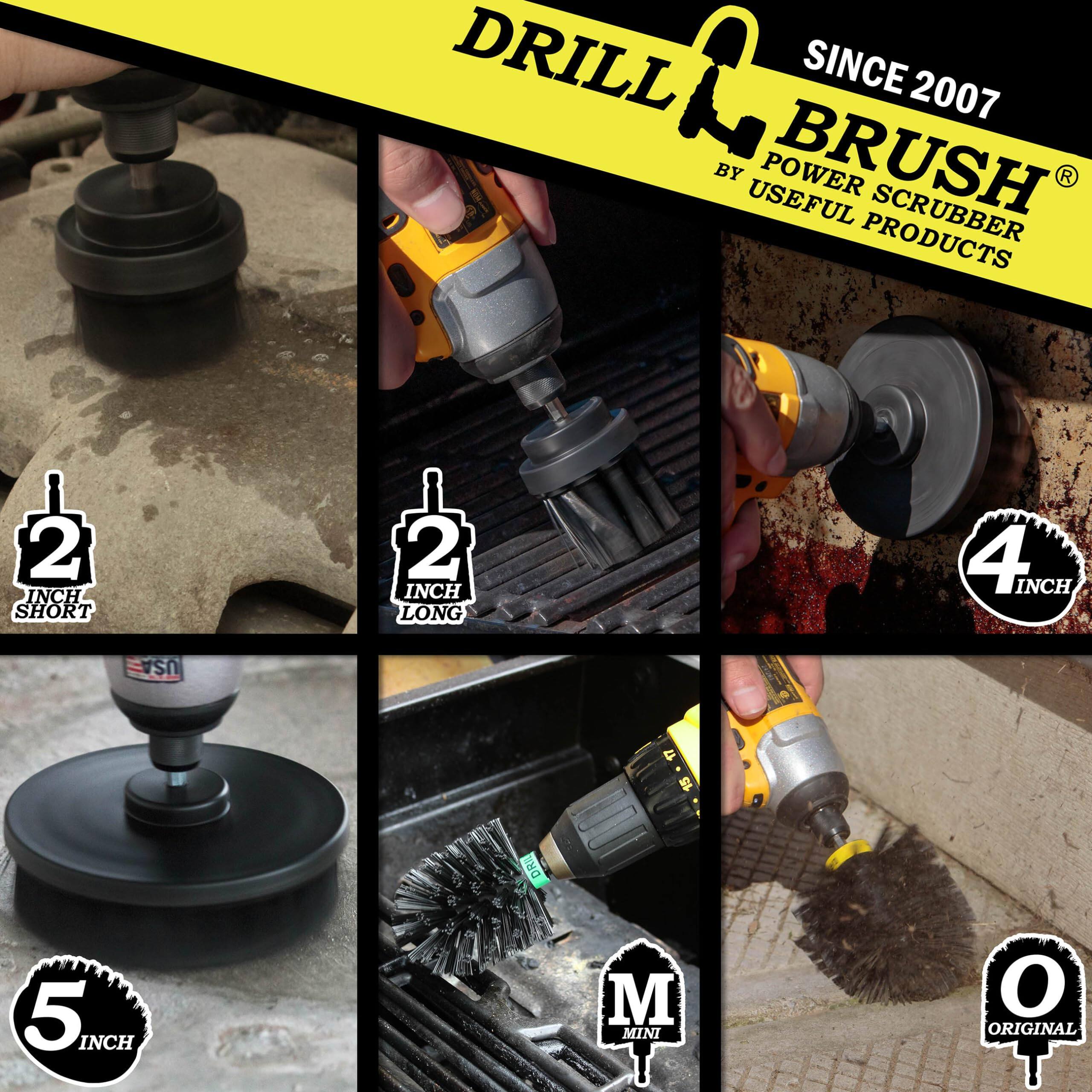 DRILL BRUSH SINCE 2007 BY USEFUL PRODUCTS 2 INCH SHORT 2 INCH LONG 4 INCH 5 INCH M MINI O ORIGINAL
