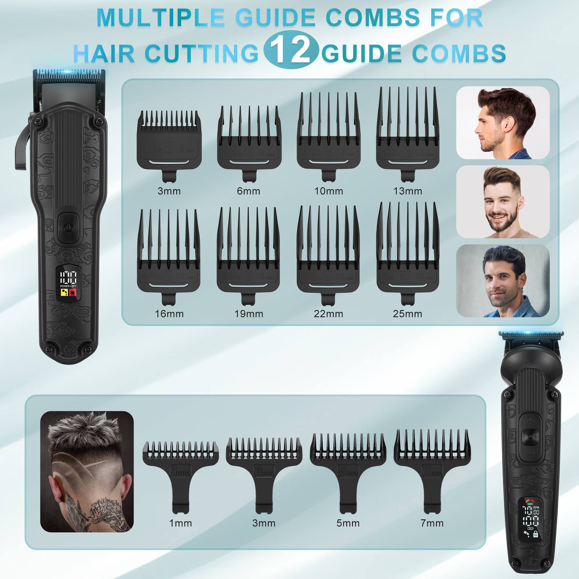 MULTIPLE GUIDE COMBS FOR HAIR CUTTING 12 GUIDE COMBS

3mm
6mm
10mm
13mm
16mm
19mm
22mm
25mm
1mm
3mm
5mm
7mm