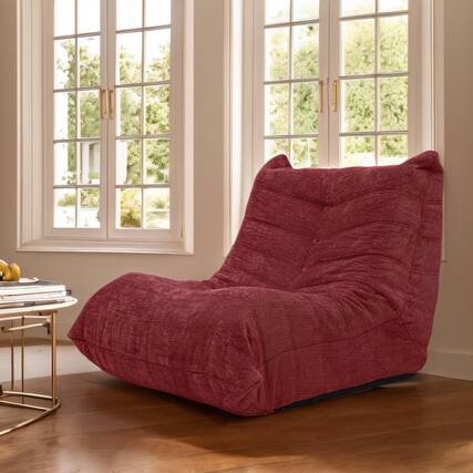 Front. JETRANSPORT - Bean Bag Sofa For Adults Beanbag Chair With Memory Foam Modern Fireside Lounge Chairs Living Room - Wine 1.