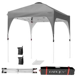 Gymax - 6.6x6.6 FT Pop up Canopy Tent Shelter Height Adjustable w/ Roller Bag Grey - Gray