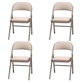MECO - Sudden Comfort Deluxe Metal Fabric Padded Folding Chair, Sand Tan (4 Pack) - Gray