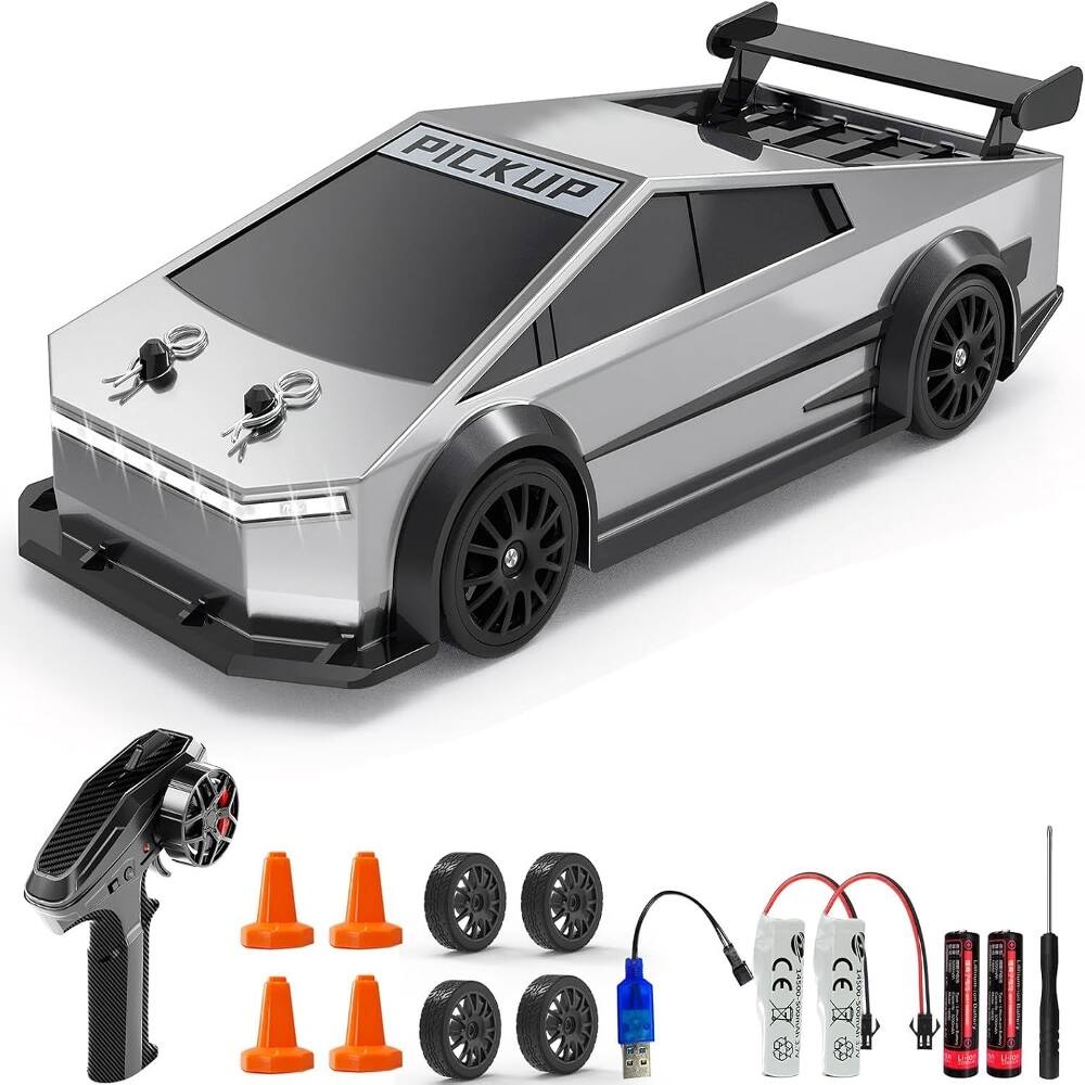 Left. Loheer - Loheer 1:24 Scale 4WD RC Drift Car 20km/h High Speed Remote Control Racing Toy with LED Lights and Two Batteries.