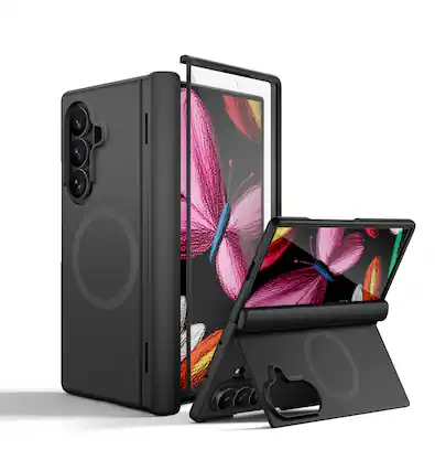 Front. SURITCH - Magnet Case for Samsung Galaxy Z Fold 8 Ultra, Compatible with MagSafe, with Screen Protector Hinge Protection Kickstand - Aurora Black.