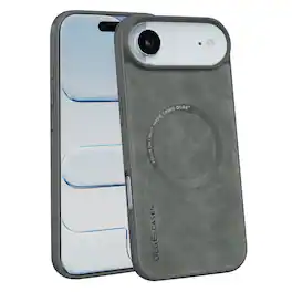 Dteck - Magnetic Textured PU Leather Phone Case for Apple iPhone Air, Shockproof Hybrid Protective Cover Raised Edge Protection - Darkgray