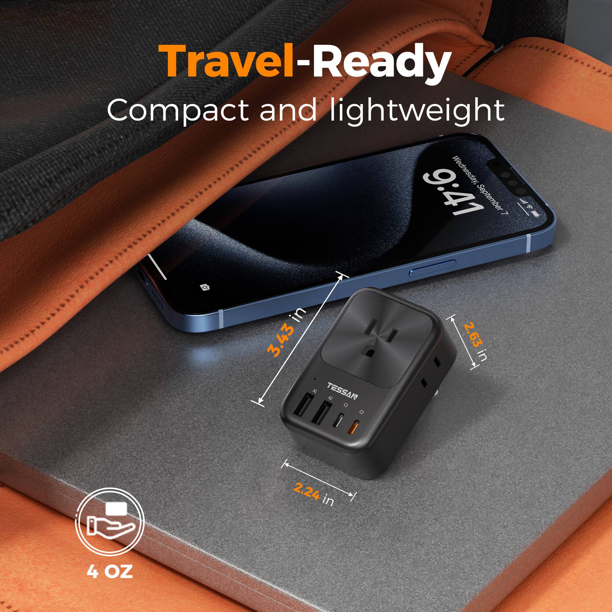 Travel-Ready Compact and lightweight Wednesday, 9:41 September Y - F | O in 3.43 M AT TESSAN K . a 2 2.63 in 2.24 2 in 4 OZ