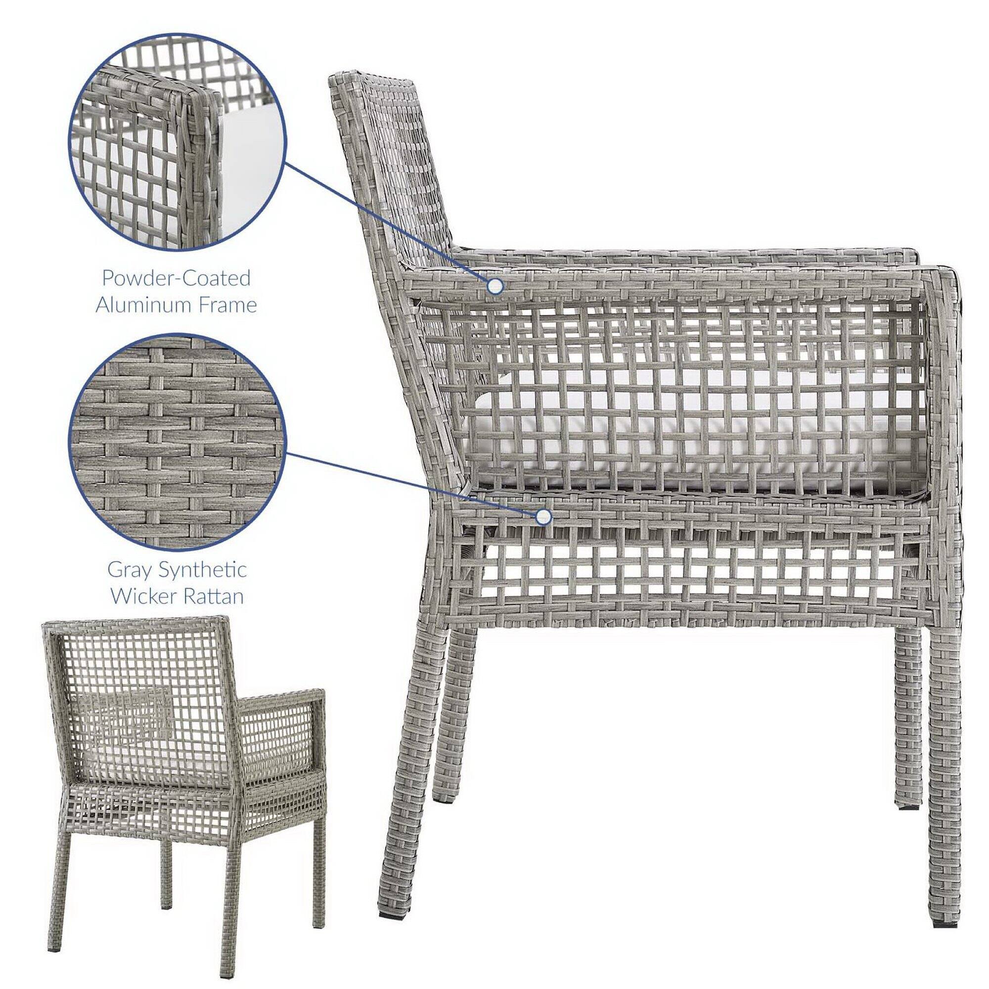Powder-Coated Aluminum Frame  
Gray Synthetic Wicker Rattan