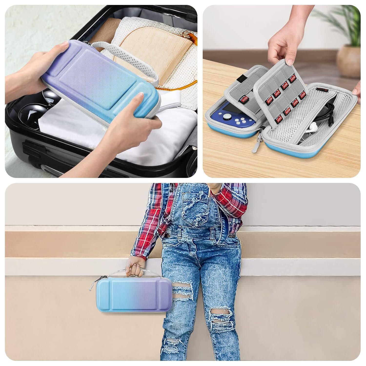 Alt View 3. Fintie - Shockproof Carrying Case for Nintendo Switch Lite 2019, Hard Shell Protective Cover, Portable Travel Storage Bag - Evening Ombre.