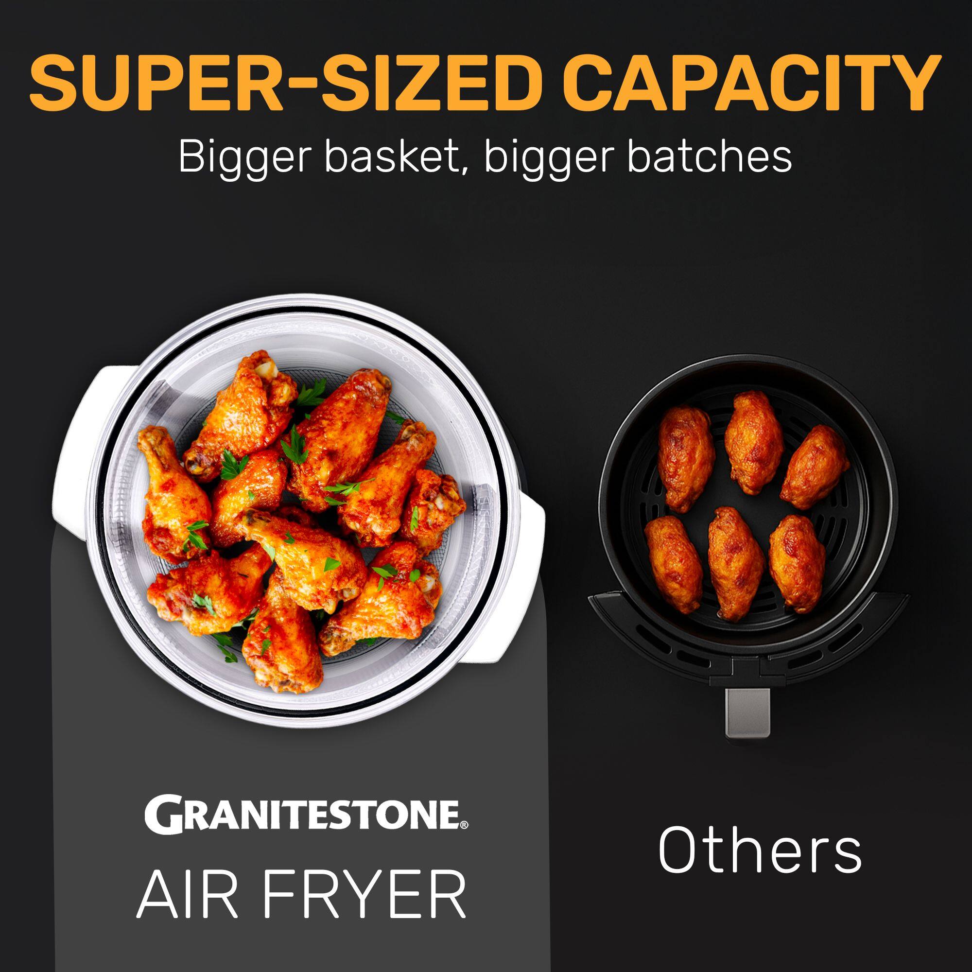 SUPER-SIZED CAPACITY  
Bigger basket, bigger batches  

GRANITESTONE AIR FRYER  

Others