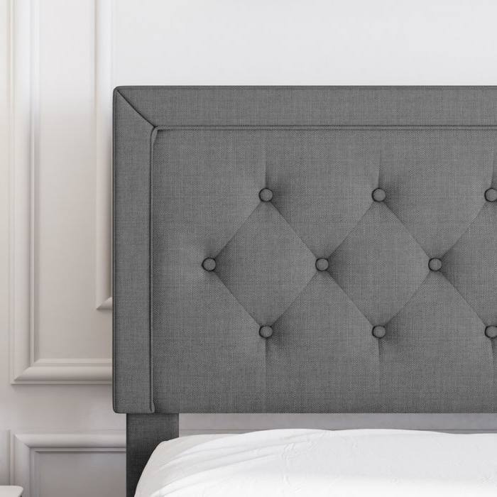 Left. Hivvago - Hivvago King Size Linen Upholstered Platform Bed with Button-Tufted Headboard - Dark Grey.