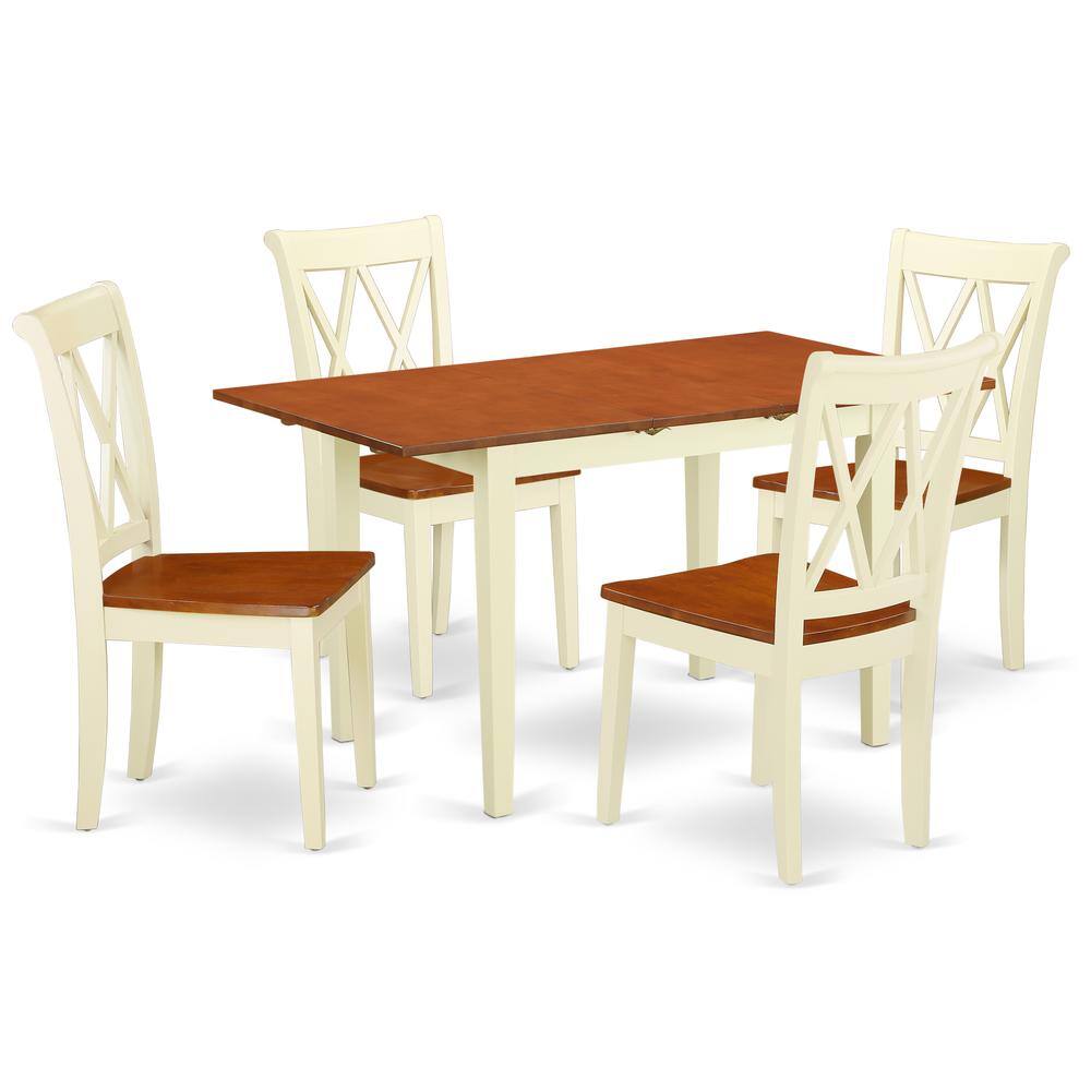 Front. East West Furniture - Dining Room Set Buttermilk & Cherry - Brown.