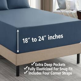 Sweet Home Collection - 18"-24" Extra Deep Pocket, 4-Piece Bed Sheets Set, California King - Denim