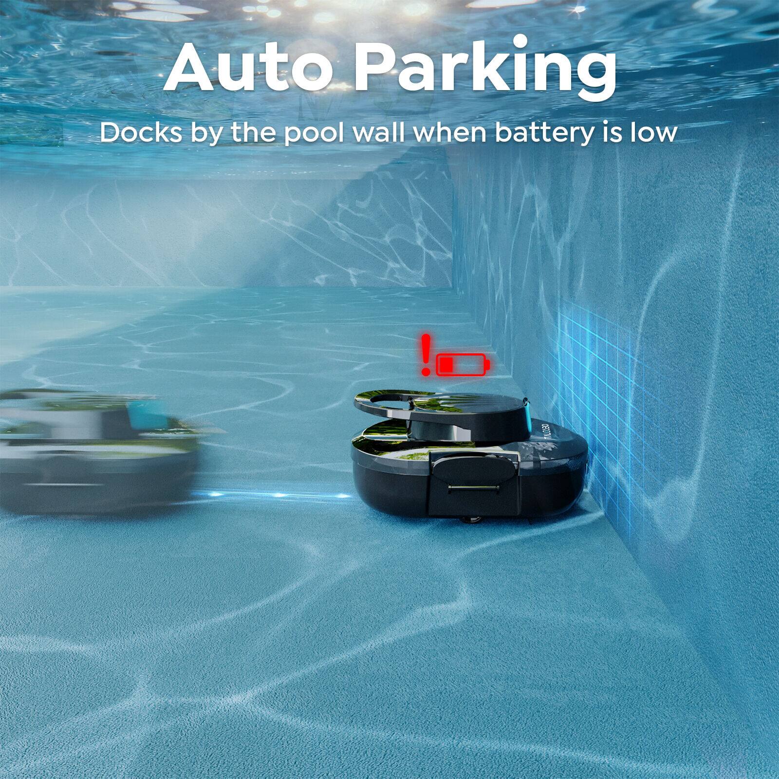 Auto Parking  
Docks by the pool wall when battery is low