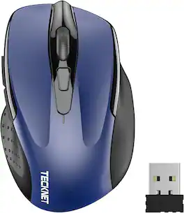 TECKNET - TEKNET Wireless Mouse,2.4GHz Mouse with USB Receiver,2600 DPI,5 Adjustment Levels - Wireless - Blue