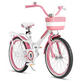 RoyalBaby - Princess Girl Kid Outdoor Bicycle 20 Inch with Kickstand, Pink EL - Jenny/White-Pink