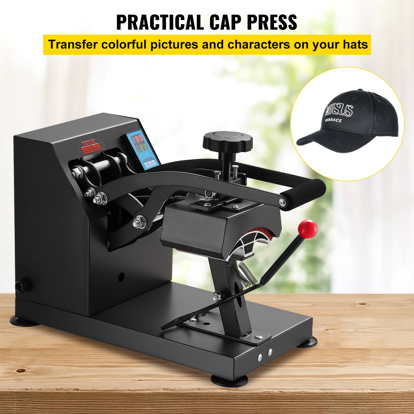 PRACTICAL CAP PRESS
Transfer colorful pictures and characters on your hats
RSUS RSACE
VEVOR 8 98 828 C0