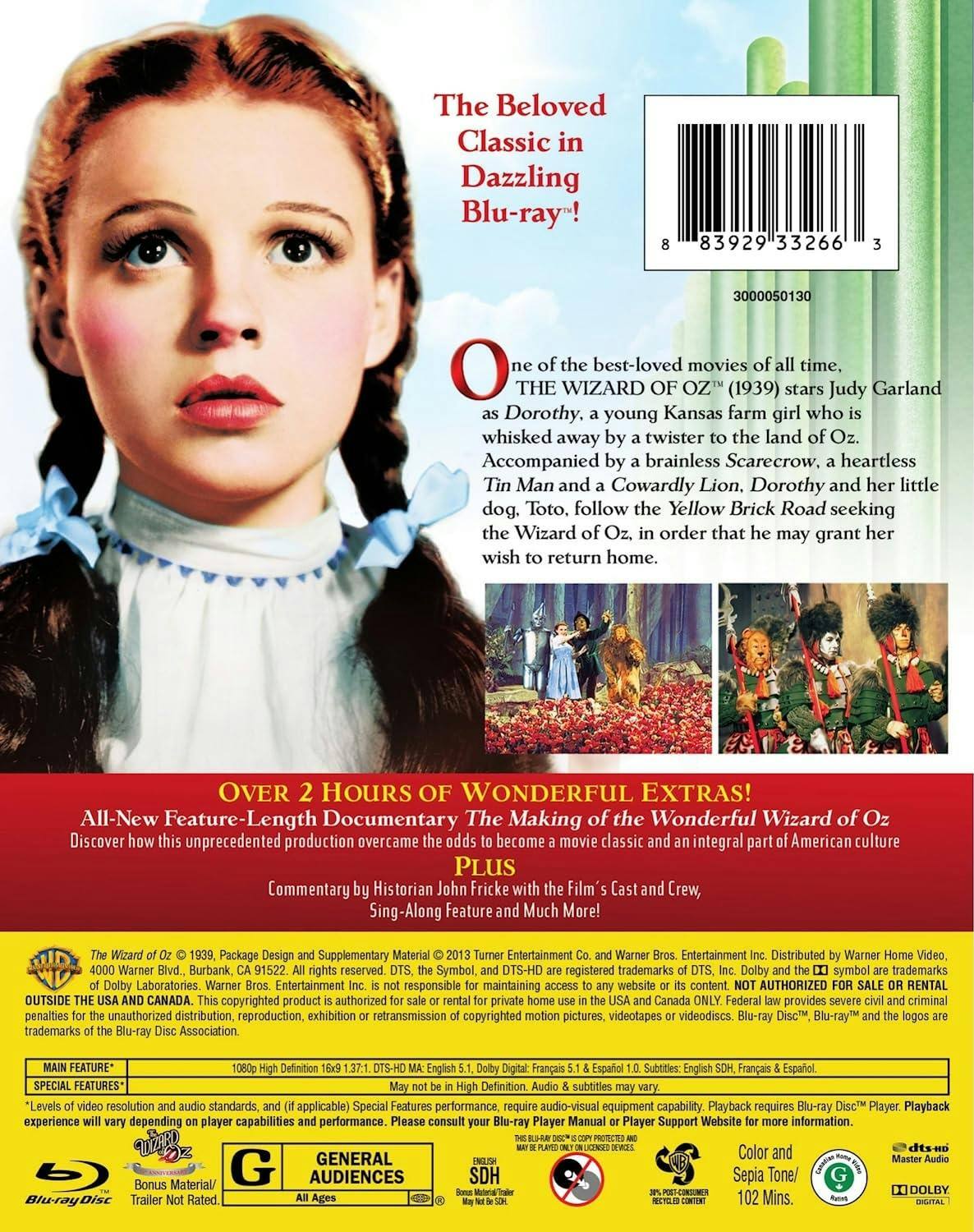 Back. The Wizard of Oz (75th Anniversary Edition) [Blu-ray].