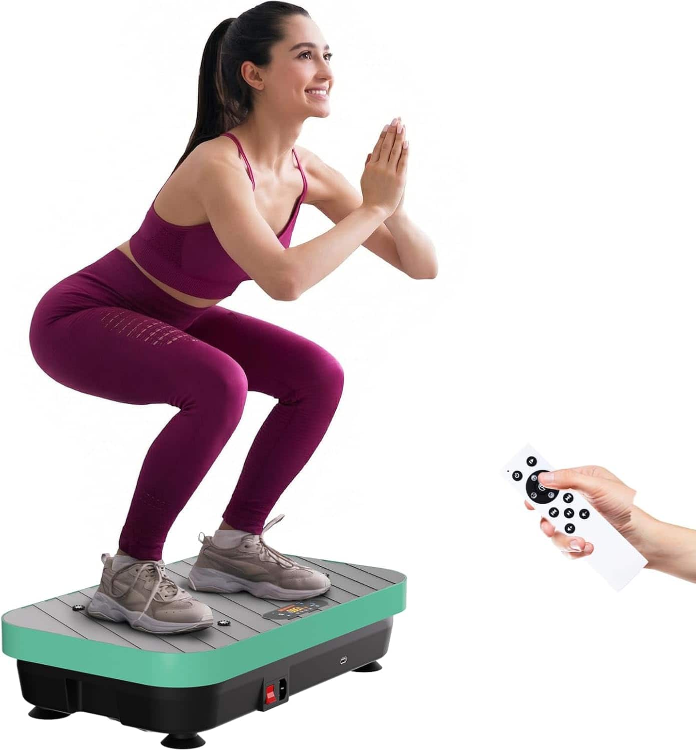 Tisscare - Vibration Plate Fitness Platform with Bluetooth Speaker, Remote and Resistance Bands - Green