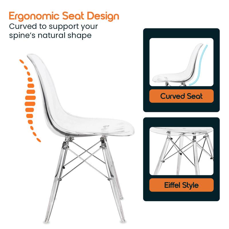 Ergonomic Seat Design  
Curved to support your spine's natural shape  

Curved Seat  
Eiffel Style