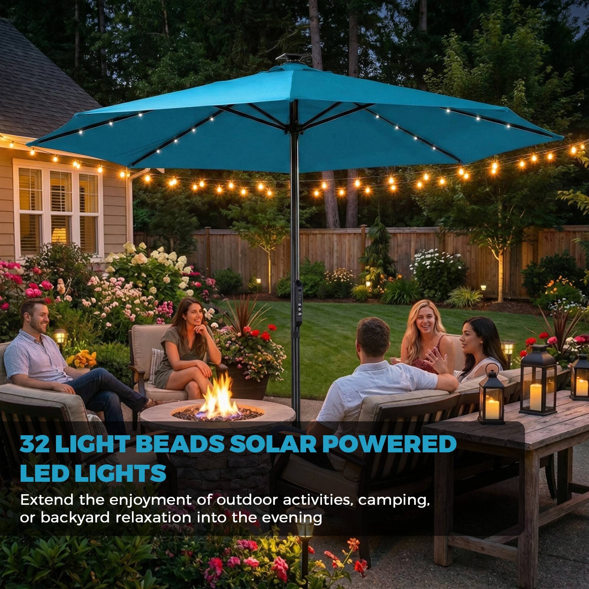 32 LIGHT BEADS SOLAR POWERED LED LIGHTS

Extend the enjoyment of outdoor activities, camping, or backyard relaxation into the evening