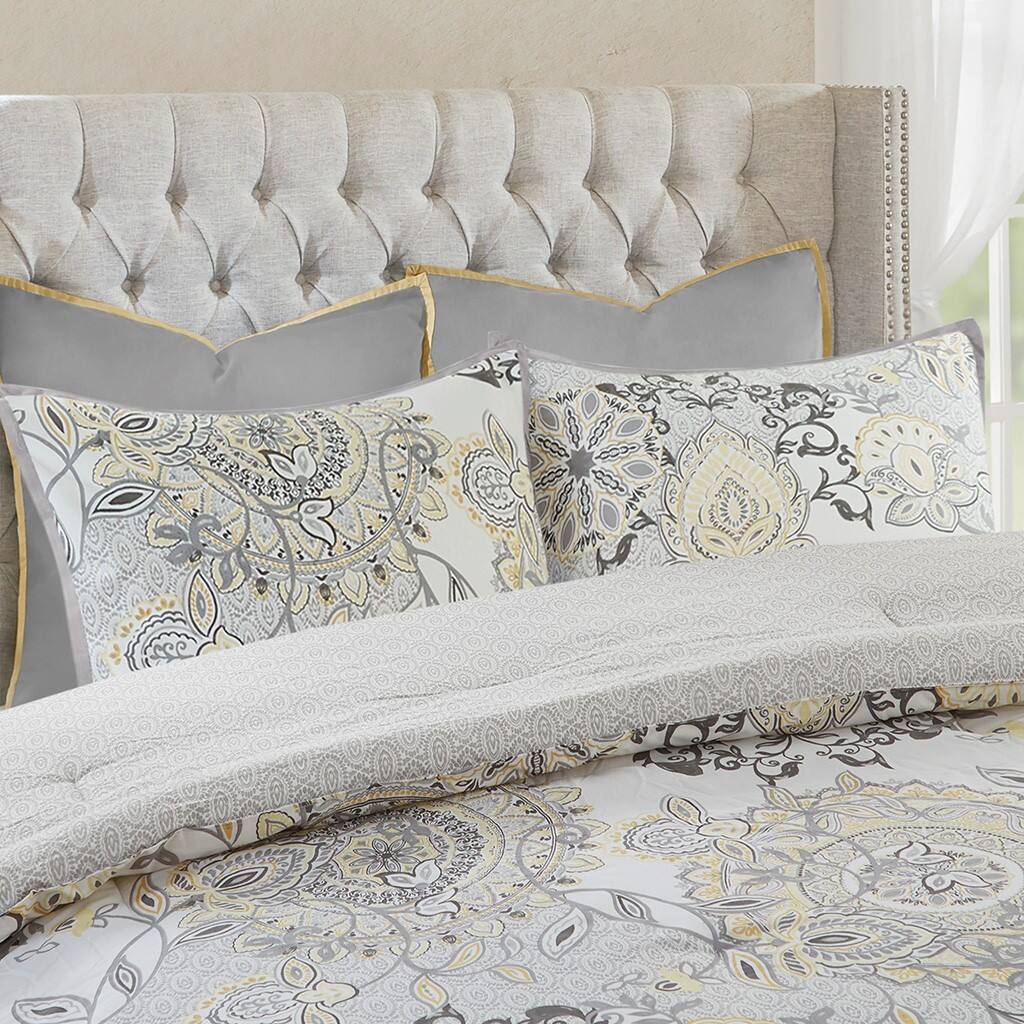 Alt View 2. Gracie Mills - Gracie Mills Leo 8 Piece Reversible Cotton Floral Comforter Set - Yellow.