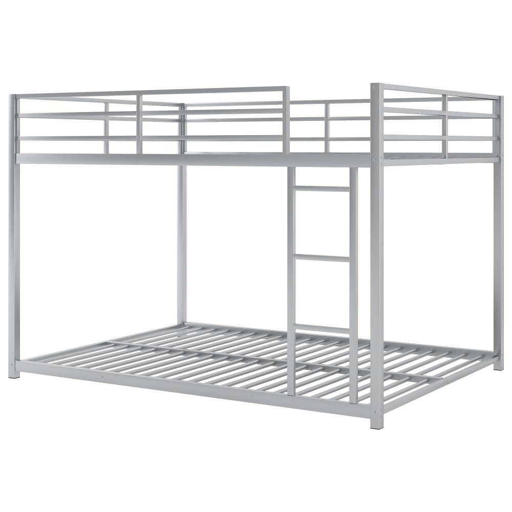 Alt View 2. Loheer - Loheer Full Over Full Bunk Bed Metal Low Bunk Bed with Ladder Silver - Silver.