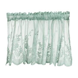 Unique Bargains - Window Valance Curtains, 51x16 Inch, Lace Floral Embroidery, Light Filtering Sheer for Bedroom Bathroom Living Room - Blue