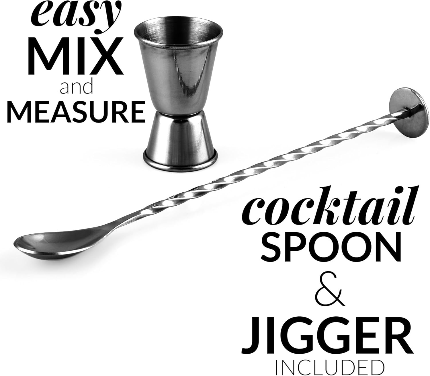 easy MIX and MEASURE cocktail SPOON & JIGGER INCLUDED